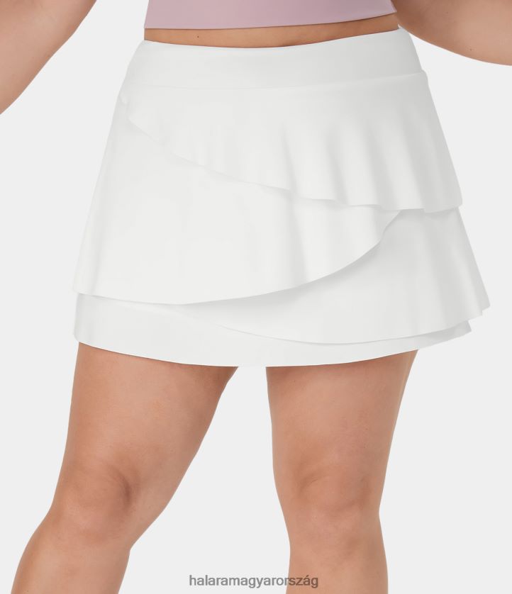 aktív ruházat Halara Hétköznapi magas derekú zsebes, többszintes szirom 2 az 1-ben molett golfszoknya fehér nők 8FPF80624