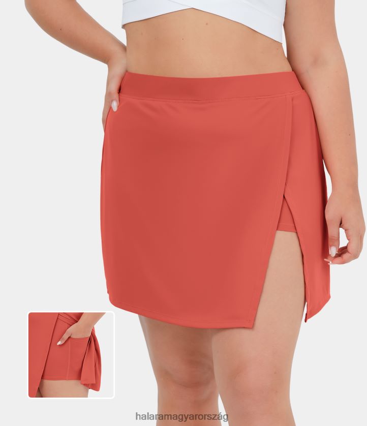 aktív ruházat Halara softlyzero légies oldalvágás 2 az 1-ben oldalzseb molett cool touch teniszszoknya-tisztaság császári vörös nők 8FPF80577