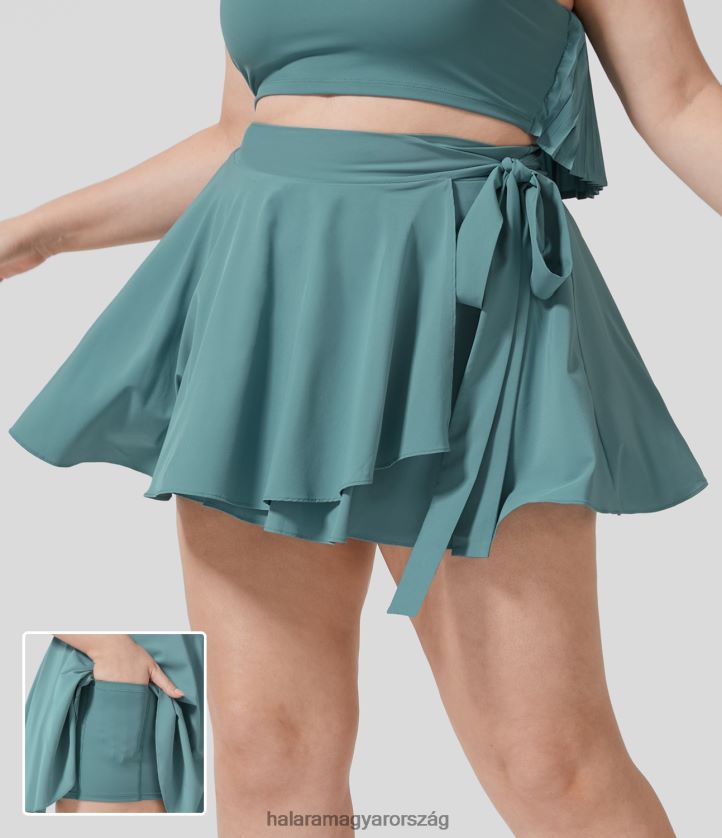 aktív ruházat Halara szellős, magas derekú nyakkendős oldalsó 2 az 1-ben oldalzseb folyós mikro mini flare gyorsan száradó alkalmi plus size szoknya ásványkék nők 8FPF80546