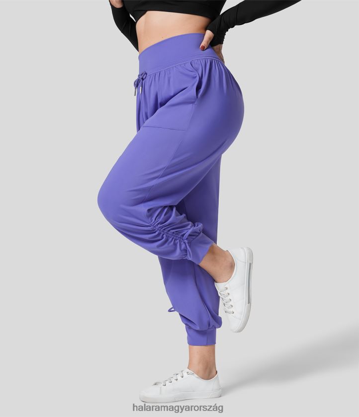 alsók Halara Magas derekú, húzózsinórral kötött oldalzseb, bokahosszúságú, elkeskenyedő alkalmi plus size kocogónadrág ködös levendula nők 8FPF802129