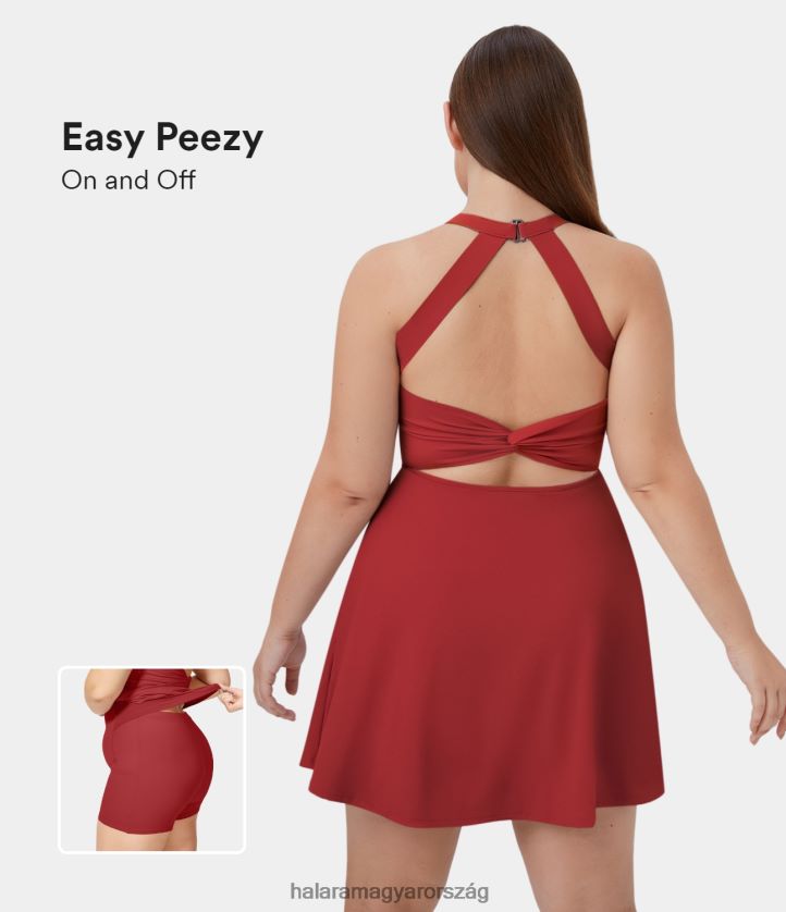 ruházat Halara hát nélküli kivágott csavart oldalzseb 2 az 1-ben gyakorlat molett ruha-könnyű peezy salsa nők 8FPF801257