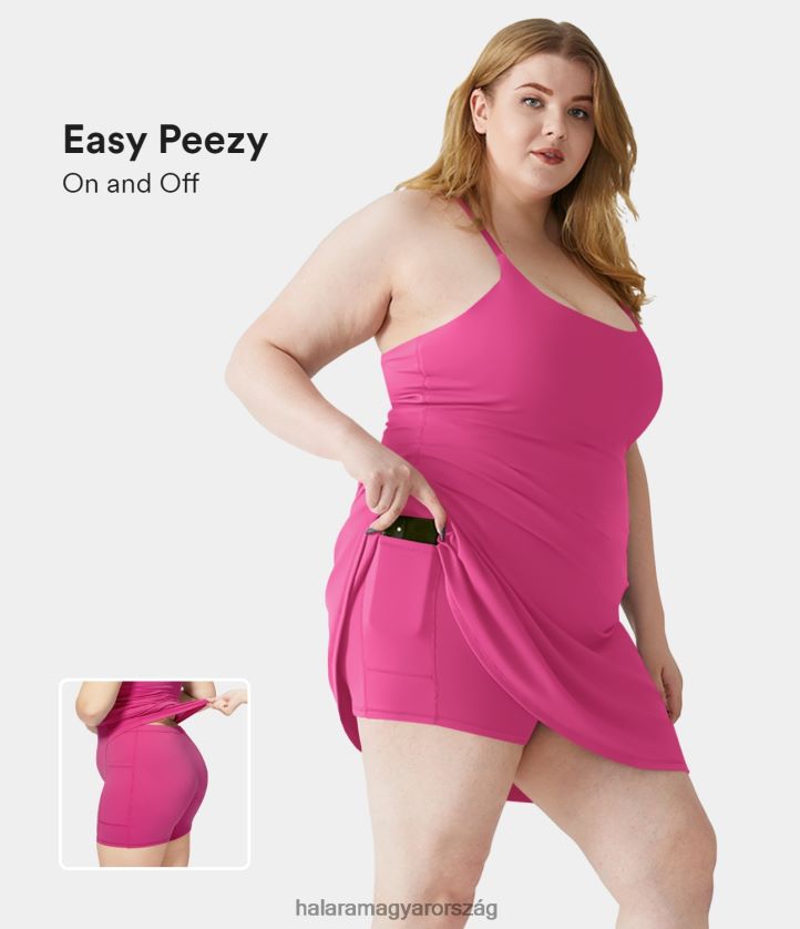 ruházat Halara mindennapi softlyzero plüss hát nélküli 2 az 1-ben fellángoló edzés molett ruha-wannabe-easy peezy fukszia lila nők 8FPF801259
