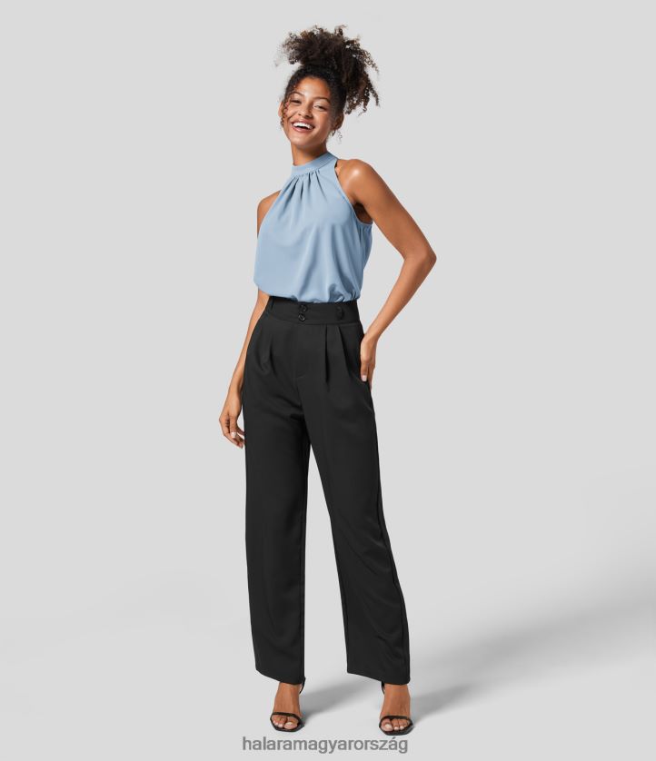 ruházat Halara kulcslyuk hátsó kötőfék plicált ujjatlan ívelt szegélyű munkablúz égbolt nők 8FPF801625