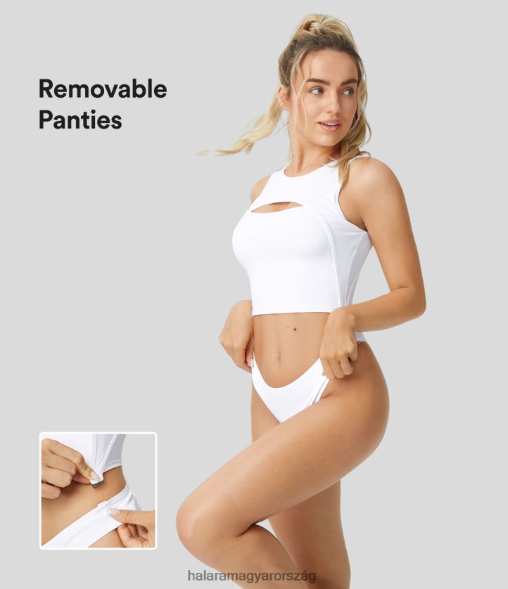 ruházat Halara softlyzero légies ujjatlan kivágott levehető varrás nélküli bugyi hideg tapintású alkalmi body fehér nők 8FPF802061