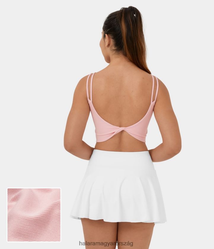 ruházat Halara bordázott kötött dupla pántokkal, háttámla nélkül csavart vágott, lezser pamut felső rózsaszín somfa nők 8FPF801663