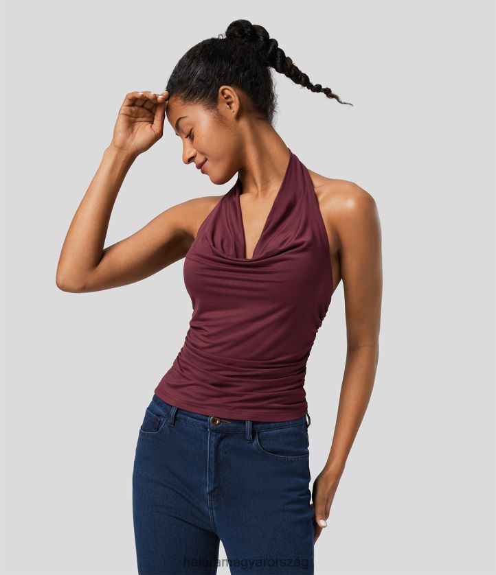 ruházat Halara kötőfék nyakú, hát nélküli, domború, alkalmi felső új barna nők 8FPF801624