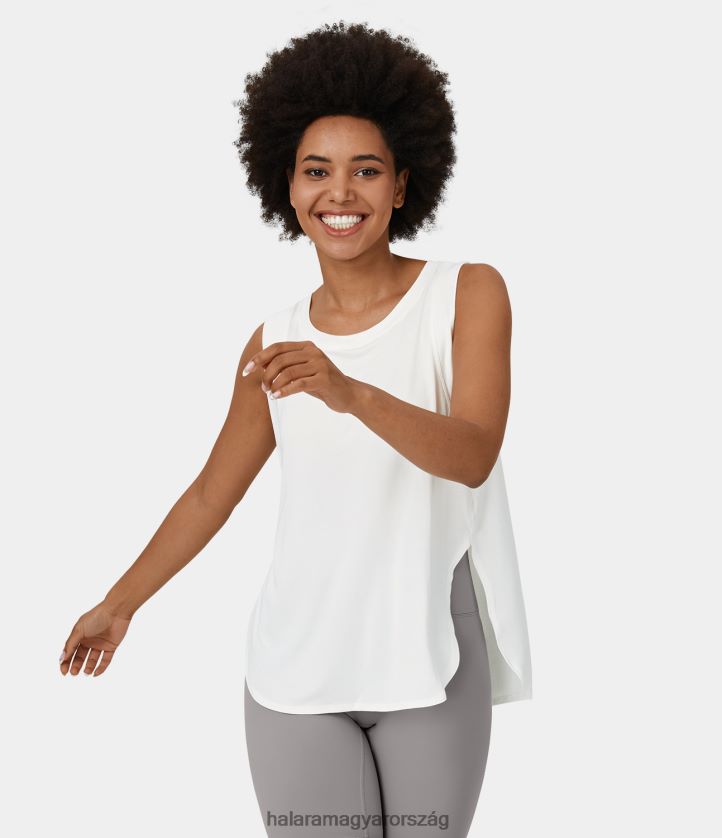 ruházat Halara kerek nyakú, osztott szegélyű lezser felső fehér nők 8FPF801652