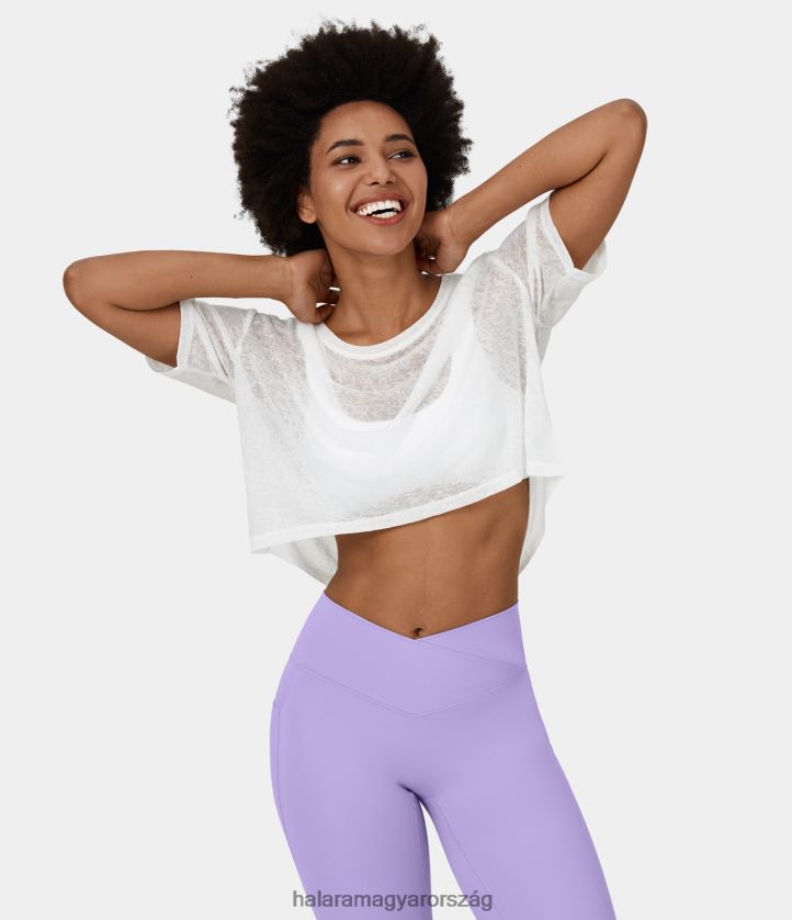 ruházat Halara rövid ujjú, rövidített áttetsző alkalmi felső fehér nők 8FPF801957