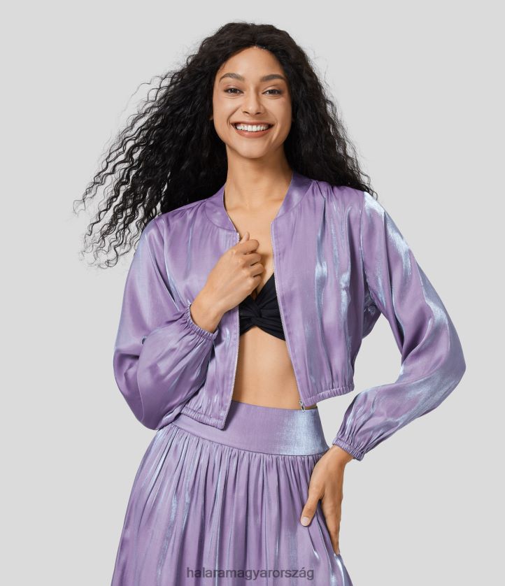 ruházat Halara oldalzseb cipzárral fényes alkalmi bomber dzseki rapszódia nők 8FPF802047