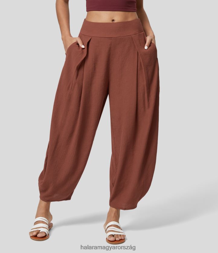 ruházat Halara Magas derekú hátul elasztikus oldalzseb plicit alkalmi kocogónadrág eredeti nők 8FPF8022