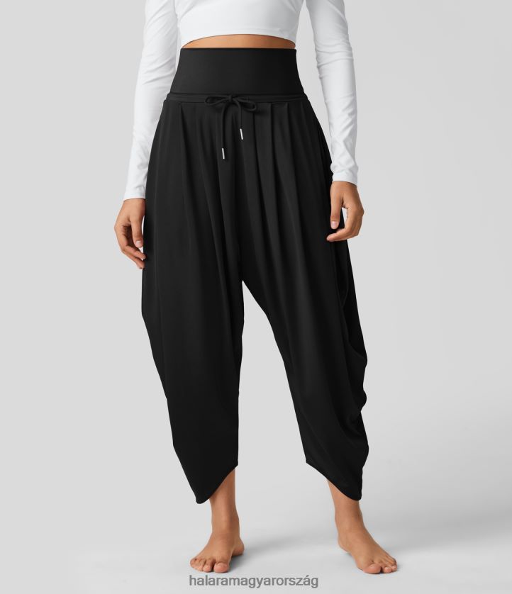 ruházat Halara Magas derekú, húzózsinórral ellátott, oldalzsebekkel ellátott alkalmi kocogónadrág fekete nők 8FPF8019