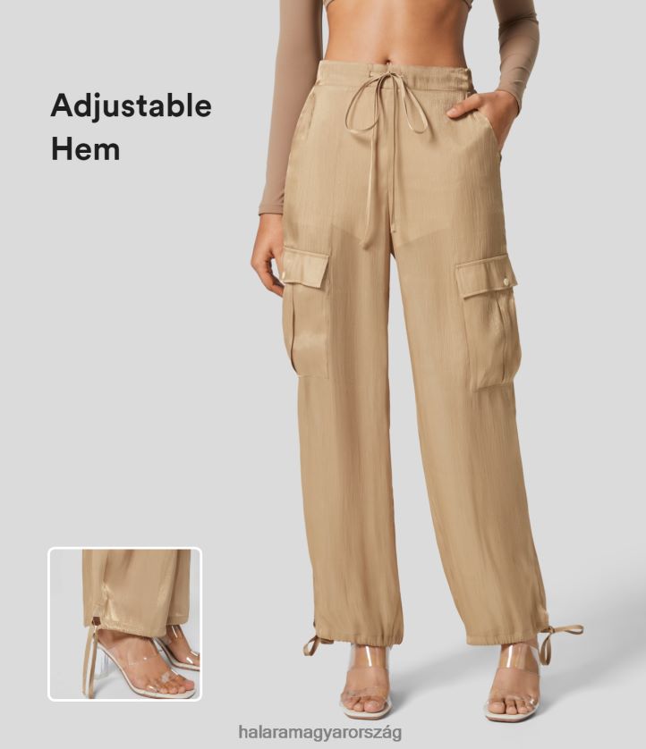 ruházat Halara középen emelkedő húzózsinór több zsebbel állítható szegéllyel alkalmi cargo kocogó lágy buff nők 8FPF8085