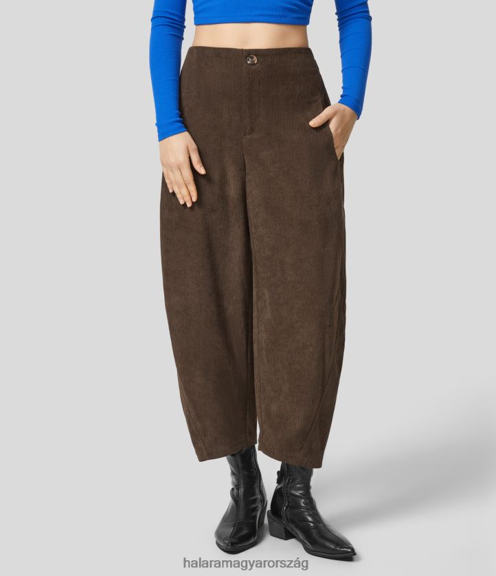 ruházat Halara magas derekú gombos cipzáras oldalzseb kordbársony alkalmi joggerek demitasse nők 8FPF8056