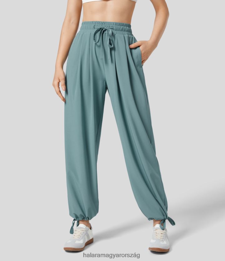 ruházat Halara szellős, magas derekú húzózsinóros oldalzseb gyorsszáraz alkalmi kocogónadrág kő kék nők 8FPF8067