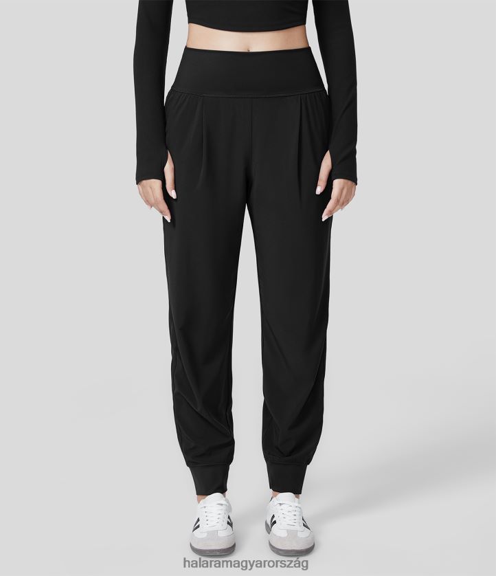 ruházat Halara szellős, magas derekú, vékony oldalzseb, gyorsszáraz alkalmi kocogónadrág fekete nők 8FPF8035