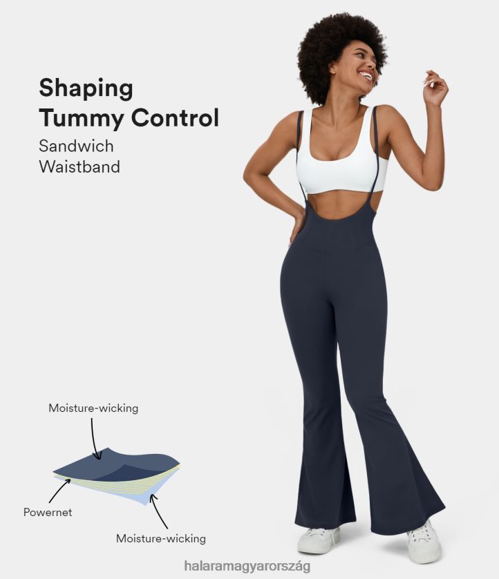 ruházat Halara állítható spagetti pántos szendvics derékpánt flare alkalmi jumpsuit éjkék nők 8FPF802099