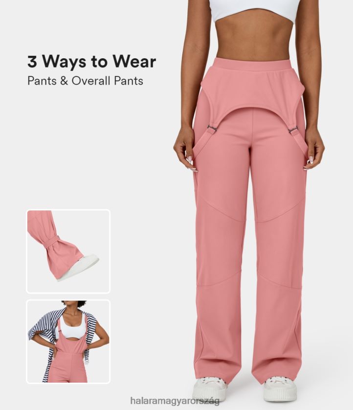 ruházat Halara Magas derekú, levehető és állítható pántos hátsó zsebes overál egyenes szárú alkalmi nadrág cukorka rózsaszín nők 8FPF80471