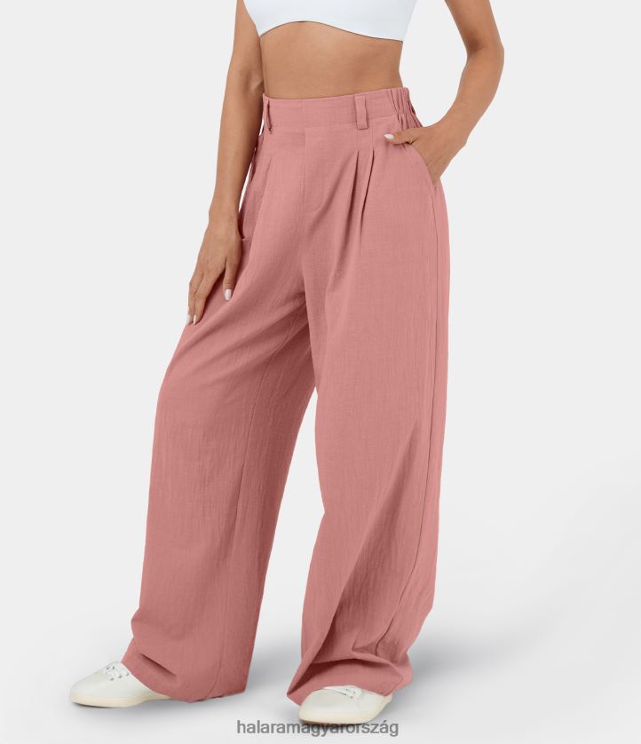 ruházat Halara Magas derekú, vékony oldalzseb széles szárú, masszív palazzo alkalmi pamutnadrág rozetta nők 8FPF80114