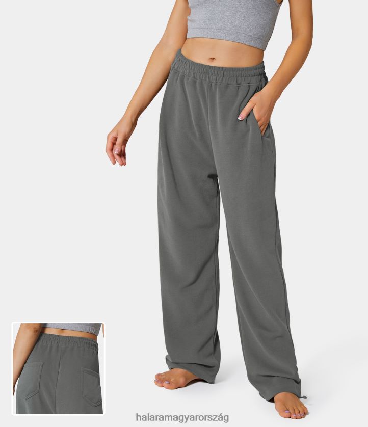 ruházat Halara belül húzózsinóros elasztikus derék oldalzseb pamut széles szárú melegítőnadrág eredeti nők 8FPF80166