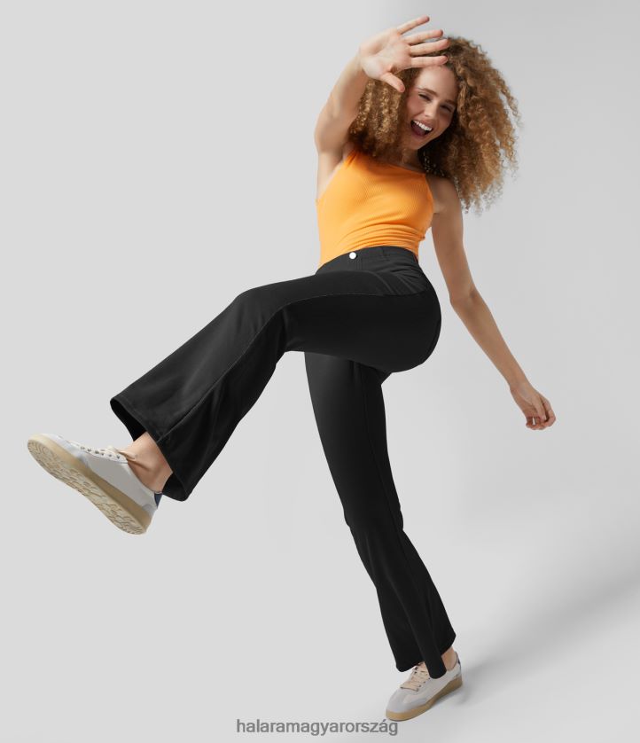 ruházat Halara bordázott, középen emelkedő, több zsebes masszív, lezser nadrág fekete nők 8FPF80370