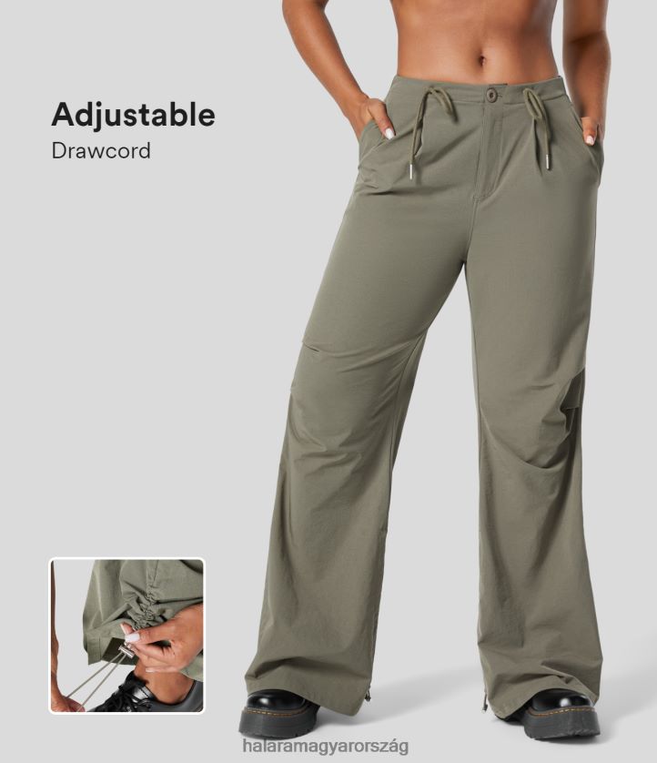 ruházat Halara középen emelkedő húzózsinóros oldalzseb, dörzsölt, állítható szegélyű alkalmi cargo flare nadrág vetiver nők 8FPF80251