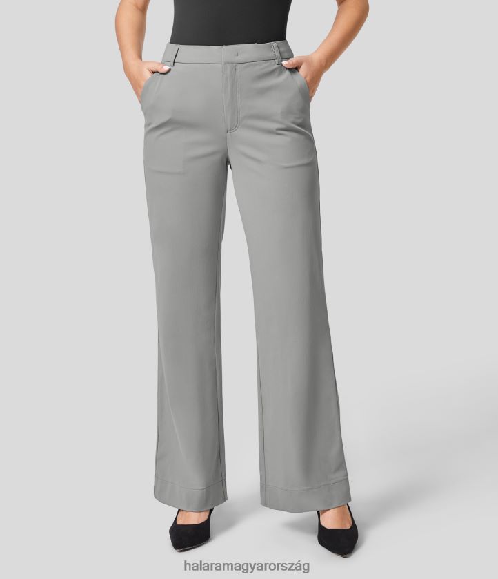 ruházat Halara középen emelkedő oldalzseb egyenes szárú munkaruha nadrág délibáb szürke nők 8FPF80397