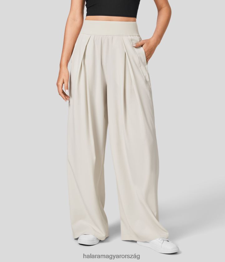 ruházat Halara középen emelkedő oldalzseb széles szárú alkalmi nadrág párás szürke nők 8FPF80158