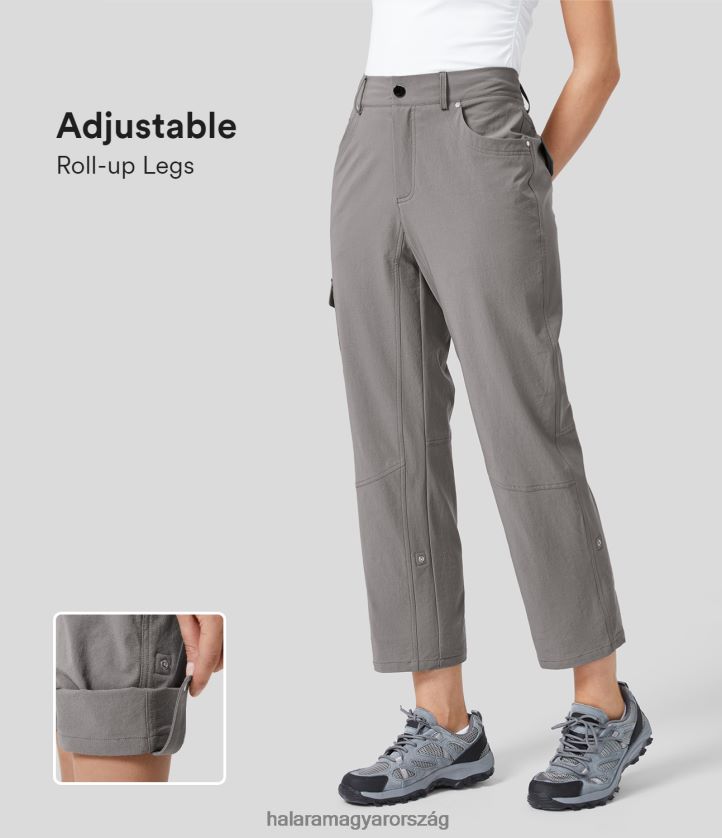 ruházat Halara középen emelkedő rugalmas derékpánt gomb cipzár oldalzseb állítható felcsavarható szárú munkanadrág felhőszakadás nők 8FPF80407