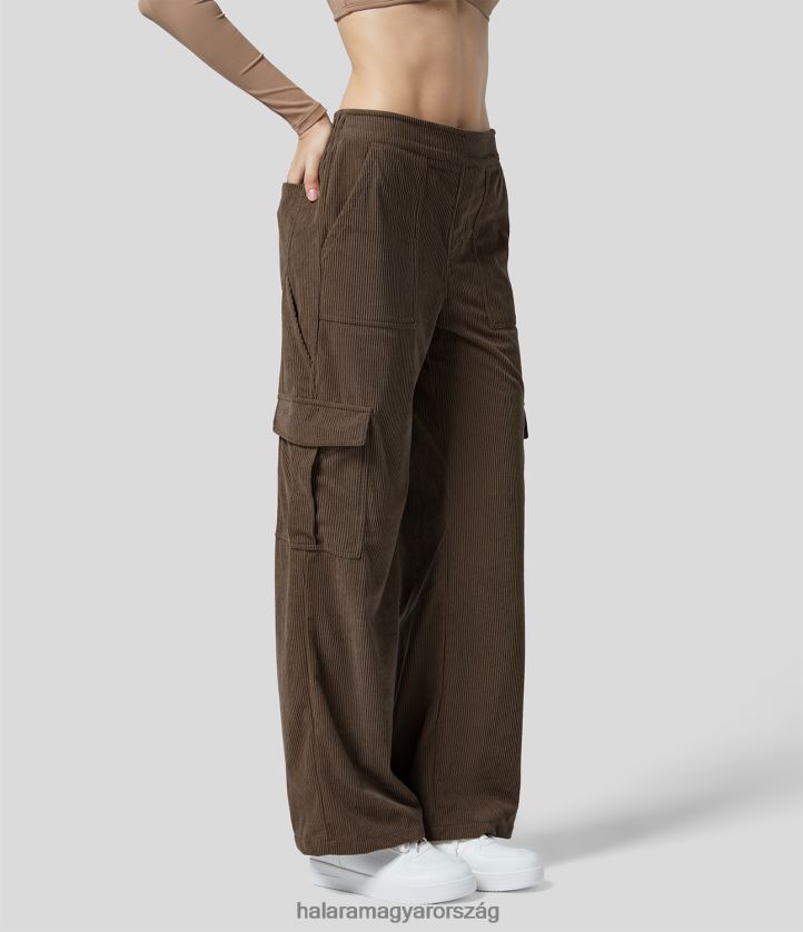 ruházat Halara középen emelkedő több zsebes egyenes szárú kordbársony alkalmi cargo nadrág demitasse nők 8FPF80253