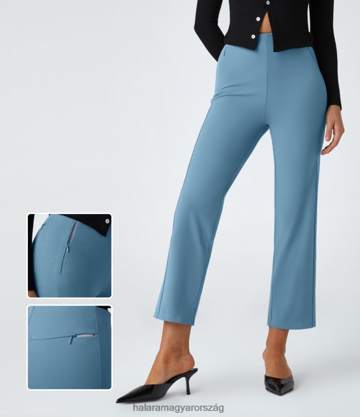 ruházat Halara magas derekú cipzáras zsebek vékony, egyenes szárú munkanadrág világos azúrkék nők 8FPF80441