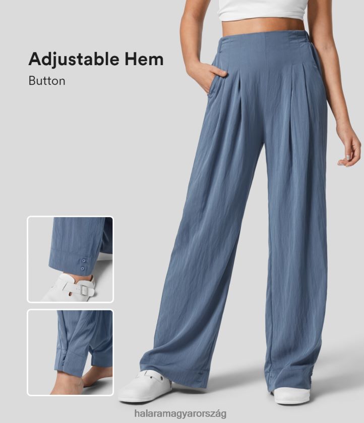 ruházat Halara magas derekú elasztikus derékpánt, oldalzseb állítható szegélyű tömör munka egyenes szárú nadrág vad szél nők 8FPF80425