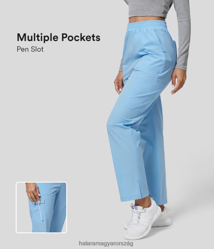 ruházat Halara magas derekú elasztikus derékpánt több zsebbel osztott szegélyű tömör munkanadrág azúrkék égbolt nők 8FPF80438