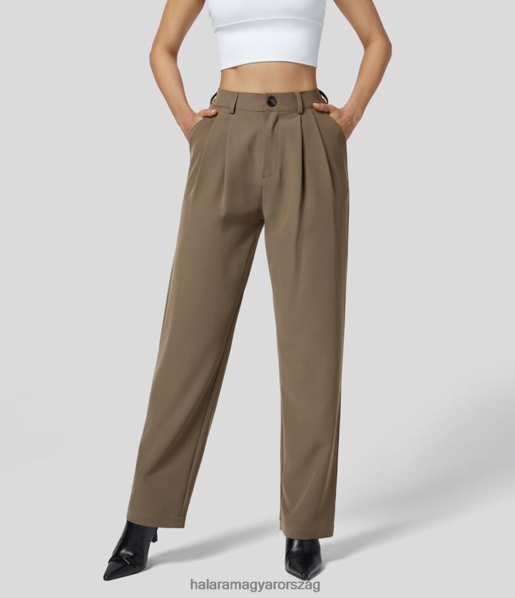 ruházat Halara magas derekú gombos cipzáras, oldalsó zsebes munkanadrág szépia árnyalat nők 8FPF80404