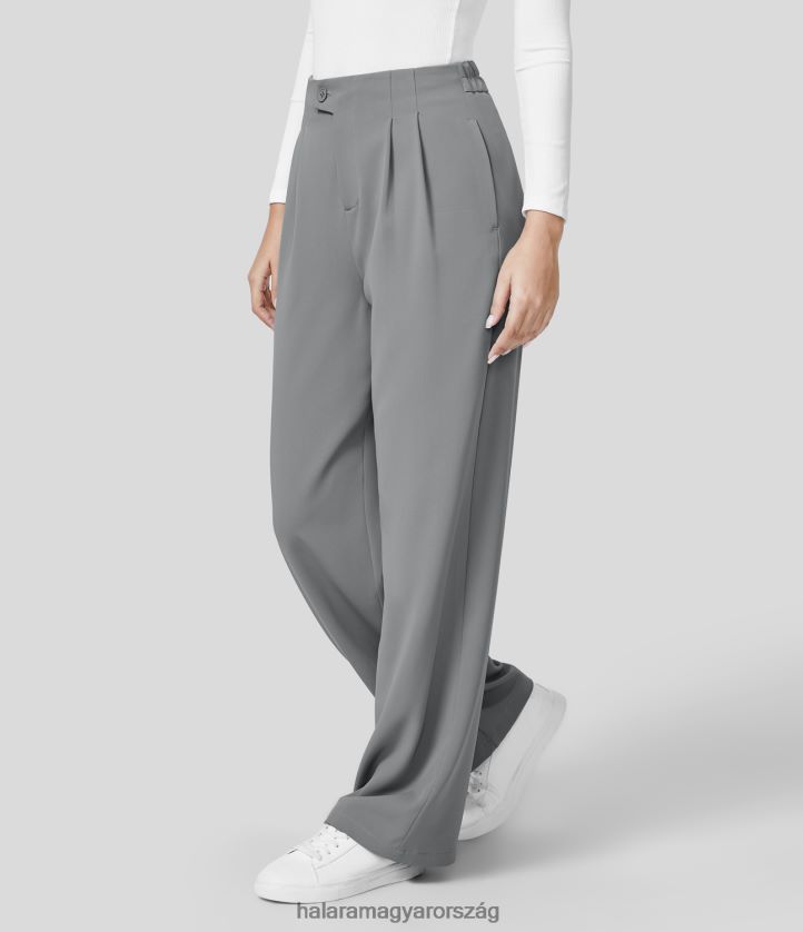 ruházat Halara magas derekú gombos cipzáras, oldalzsebes egyenes szárú munkanadrág eredeti nők 8FPF80443