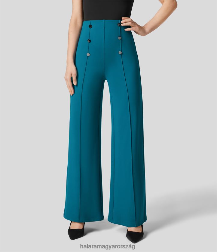 ruházat Halara magas derekú gombzseb széles szárú munkanadrág kristály kékeszöld nők 8FPF80118