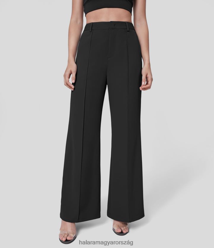 ruházat Halara magas derekú hátul elasztikus derékpánt oldalzseb munkás flare öltönynadrág fekete nők 8FPF80355
