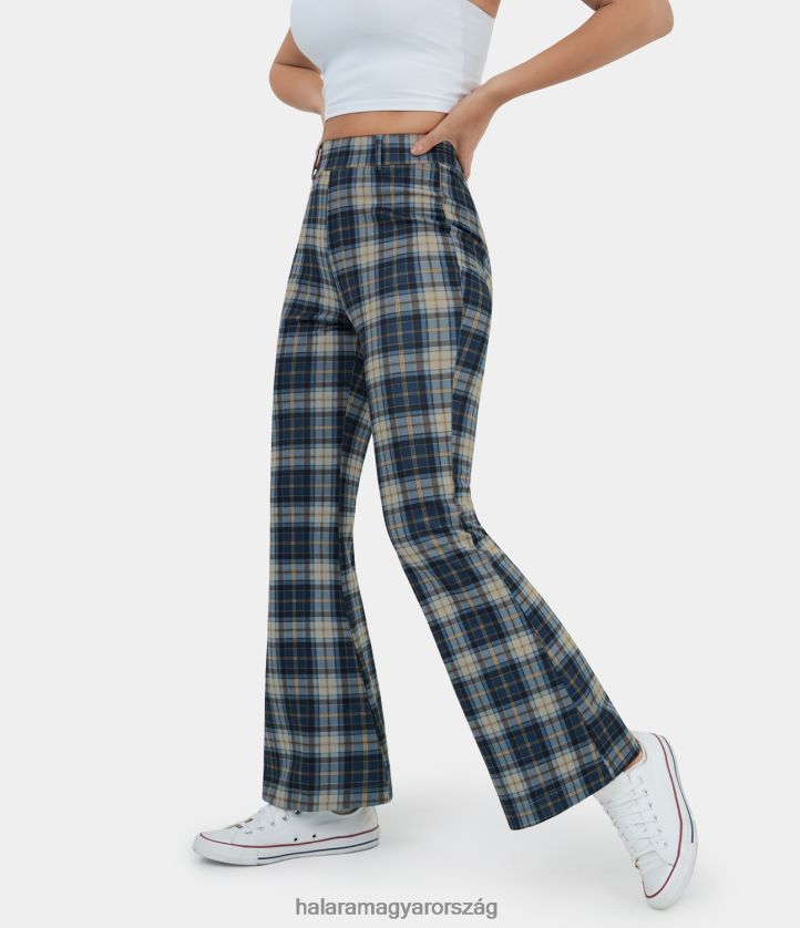 ruházat Halara magas derekú kockás lobogó alkalmi nadrág sötétkék kockás nők 8FPF80365