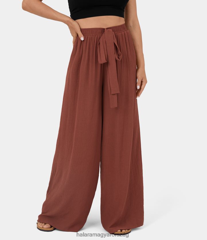 ruházat Halara magas derekú megkötős elülső oldalzseb széles szárú, gördülékeny alkalmi nadrág pálinkás szippantás nők 8FPF80459