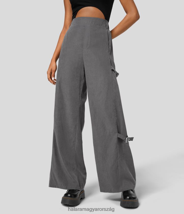 ruházat Halara magas derekú oldalzseb állítható csatos alkalmi nadrág ónötvözet nők 8FPF80480