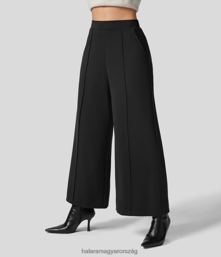 ruházat Halara magas derekú oldalzseb széles szárú munkanadrág fekete nők 8FPF80226