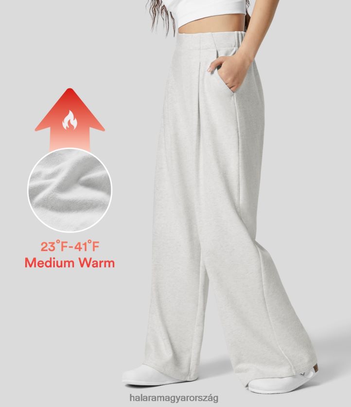 ruházat Halara magas derekú, oldalzseb széles szárú polár alkalmi pamutnadrág tea fehér virág szürke nők 8FPF80121