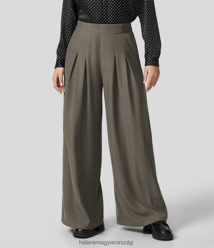 ruházat Halara magas derekú, oldalzsebből álló széles szárú munkanadrág kőszürke nők 8FPF80143