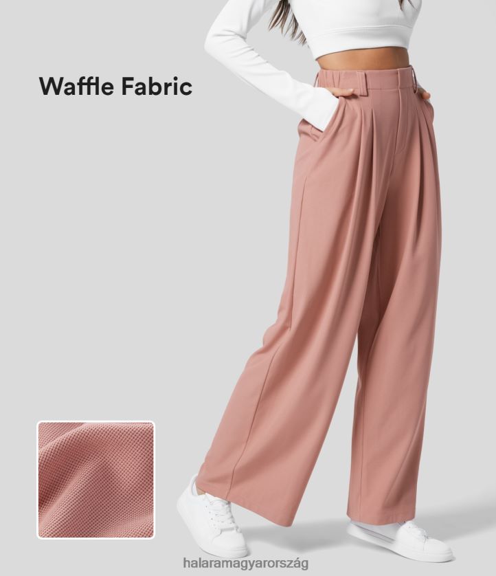 ruházat Halara magas derekú, szedett oldalzseb széles szárú gofri munkanadrág rózsabarna nők 8FPF80113