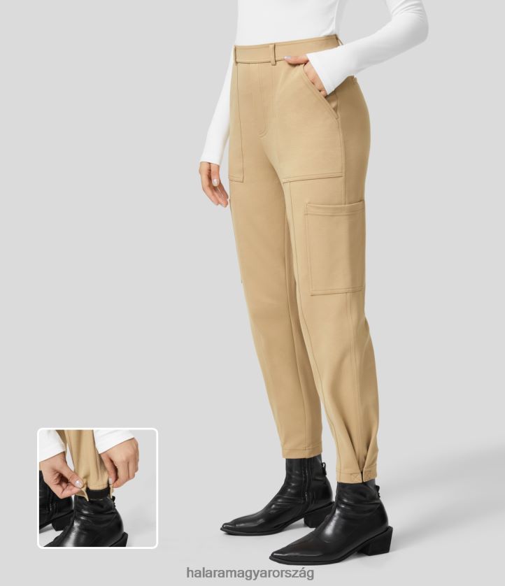 ruházat Halara magas derekú, több zsebbel állítható szegélyű munkanadrág taos taupe nők 8FPF80442