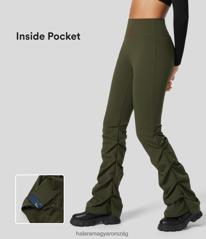 ruházat Halara softlyzero eco magas derekú belső zsebes réteges, domború, alkalmi fényes nadrág erdei éjszaka nők 8FPF80333