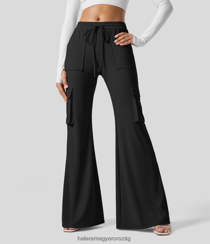 ruházat Halara softlyzero légies, magas derekú húzózsinórral több zsebbel hűvös tapintású lezser nadrág fekete nők 8FPF80273