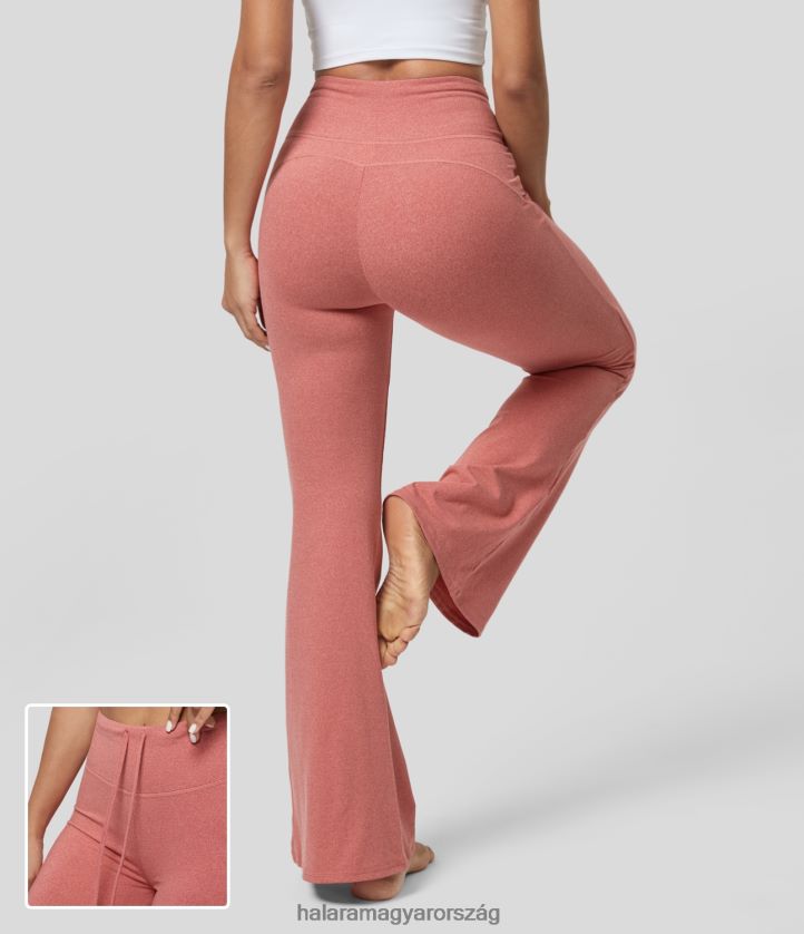 ruházat Halara soufflesoft magas derekú húzózsinóros alkalmi flare nadrág foltos rózsa vörös nők 8FPF80368