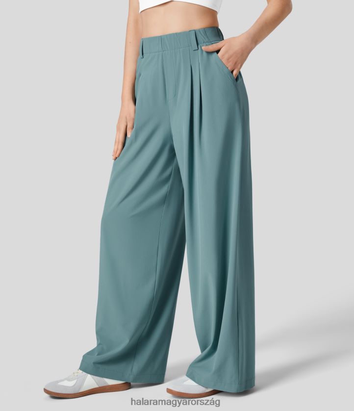 ruházat Halara szellős, magas derekú, oldalzseb széles szárú, masszív palazzo gyorsan száradó alkalmi nadrág kő kék nők 8FPF80136