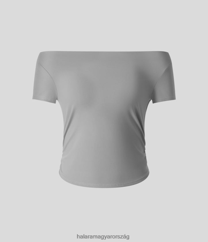 ruházat Halara válloldalon domború, ívelt szegélyű vékony alkalmi póló végső szürke nők 8FPF801649