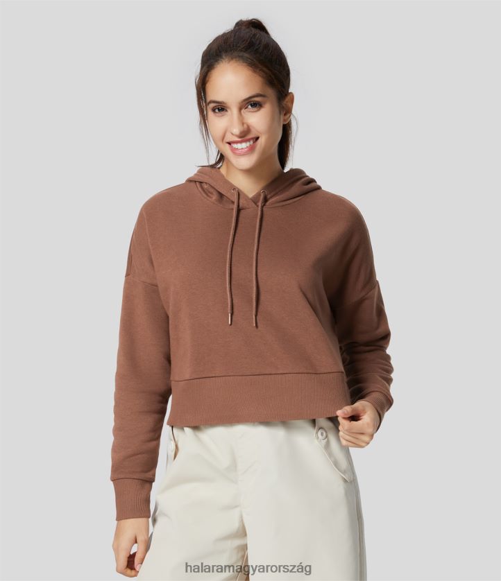 ruházat Halara kapucnis, húzózsinóros alap hétköznapi pamut pulóver sárgásbarna nők 8FPF801986